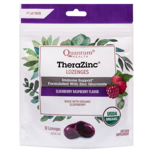 Quantum Health TheraZinc Lozenges, Elderberry Raspberry Flavor
