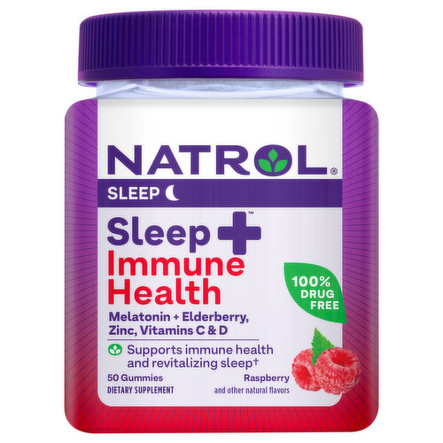 Natrol Sleep + Immune Health, Sleep, Gummies, Raspberry