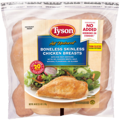 Tyson Boneless Skinless Chicken Breasts, 2.5 lb. (Frozen)