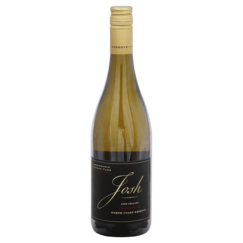 My father's name was Joseph, but his friends just called him Josh. The North Coast region of California is an ideal place to grow Chardonnay. The area enjoy long warm sunny days and cool, foggy nights influenced by its close proximity to the Pacific Ocean. Our Josh Cellars North Coast Reserve Chardonnay has scents of lemon and green apple with a hint of vanilla and expresses a soft, mouth-coating texture. The contrast of warm days and cool nights enables the careful balance between ripeness and acidity. My Reserve Chardonnay is a special wine that I make for your family and friends and in honor of my Dad, Josh. - Joseph Carr Founder and Son. www.joshcellars.com. Alc 14.1% by vol. Blended & bottled by Joseph Carr, Hopland, CA.