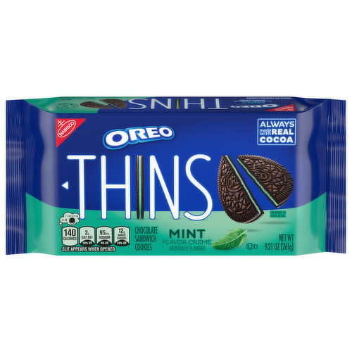Oreo Thins Chocolate Sandwich Cookies, Mint Flavor Creme