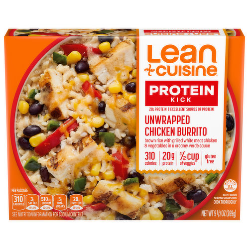 Lean Cuisine Protein Kick Burrito, Chicken, Unwrapped