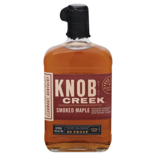 Kentucky straight bourbon whiskey with natural flavors. Crafted for superior taste & smoothness. Since 1992. The original Knob Creek. Small batch. Distilled and bottled by Knob Creek Distilling Company, Clermont, Kentucky. www.knobcreek.com. www.drinksmart.com. 45% alc./vol.