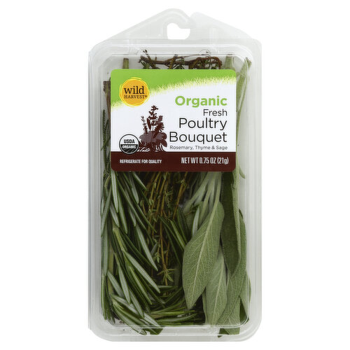 Rosemary, thyme & sage. USDA organic. To learn more about Wild Harvest products, including our full line of organic products, and for more recipes, please visit www.mywildharvest.com. Certified organic by Ecocert. 100% quality guaranteed. Like it or let us make it right. That's our quality promise. mywildharvest.com. Please recycle.