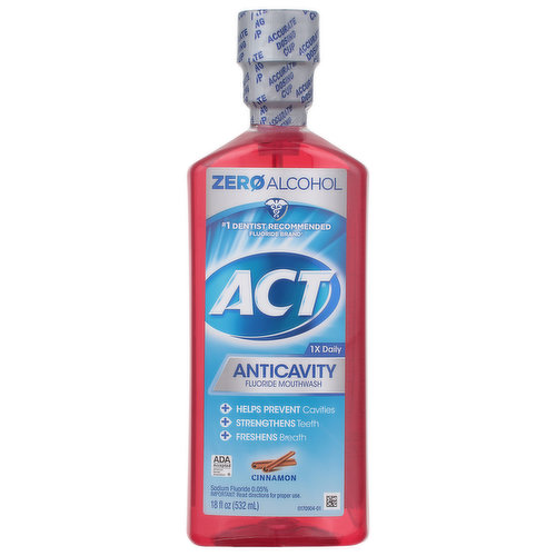 Act Fluoride Mouthwash, Cinnamon, Anticavity, Zero Alcohol