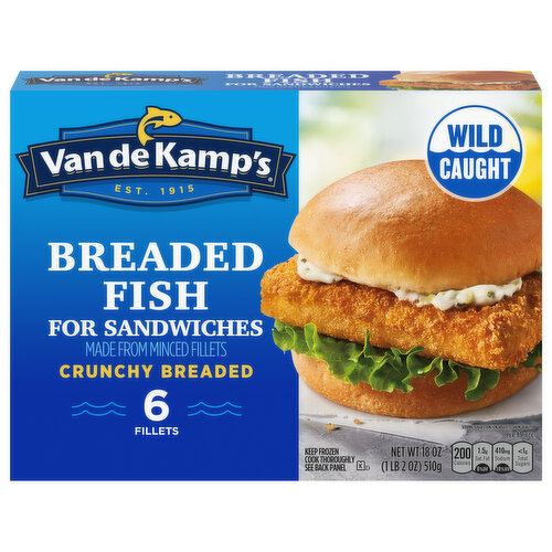 Van de Kamp's Crunchy Breaded Fish Sandwich Fillets, Frozen