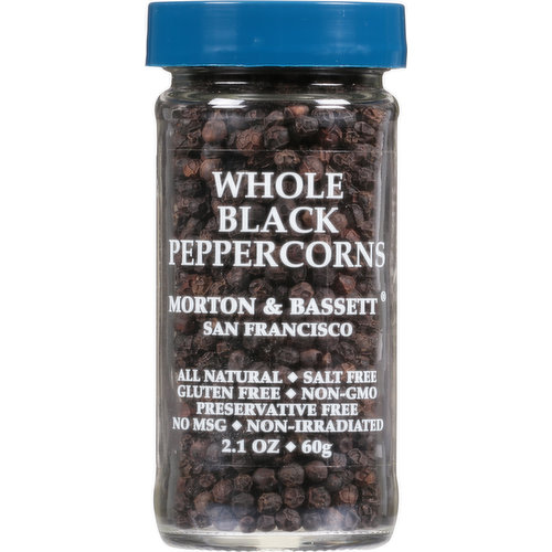 Morton & Bassett Whole Black Peppercorns - 2.1 oz jar