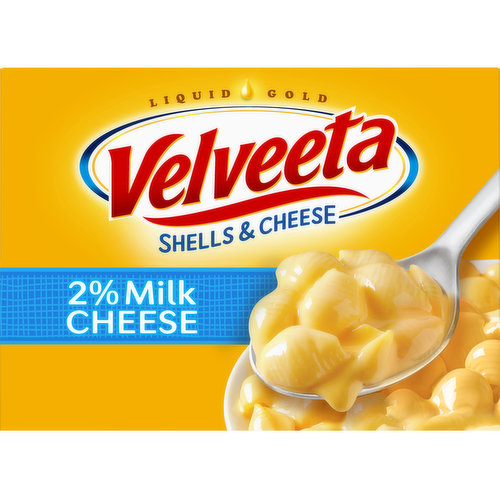 Shell yeah! Live life to the creamiest with Velveeta Shells & Cheese Pasta. When your drip is as smooth as ours, you don’t waste time when it comes to delicious indulgence. For instant cheesy gratification, our original recipe hits the mark, with iconic, velvety meltability and tender pasta shells that grip the drip like no other. Made with real 2% milk cheese and cheese sauce, Velveeta’s supremely creamy texture and rich, savory taste satisfy your cravings any day of the week — with half the fat than regular shells and cheese, no less. Amp things up by customizing our cheesy pasta with added veggies, meat, toppings or seasonings. Sometimes unnecessary is necessary, so kick back, relax and embrace the flavor. Whether it’s in the form of a snack, side dish or entree, preparing our luxuriously convenient Velveeta Shells and Cheese is a breeze. Simply boil the shell pasta on your stovetop according to the instructions, drain, combine with the included packet of melty cheese sauce and enjoy, unapologetically. Makes approximately 3 servings. That’s La Dolce Velveeta!