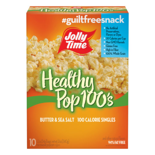 Jolly Time Healthy Pop 100's Microwave Popcorn, Butter & Salt