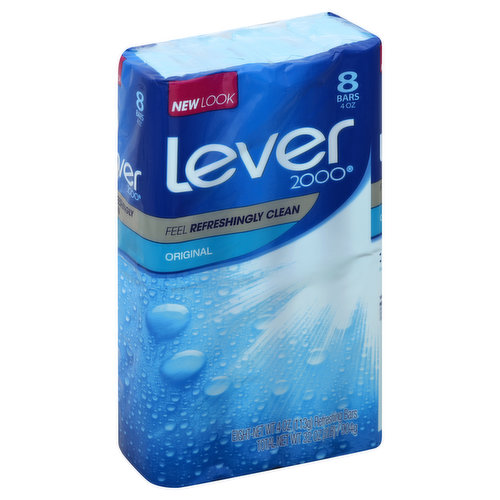 New look. Feel refreshingly clean. Clean. Refreshed. For clean and fresh skin. www.Lever2000.com. Questions or comments? Call 1-866-My-Lever (1-866-695-3837). Made in Mexico.
