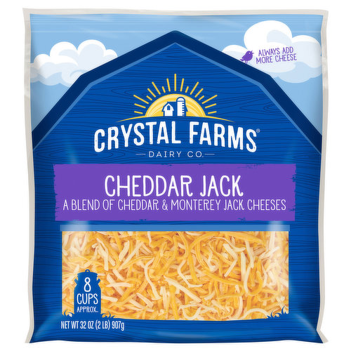 Crystal Farms Shredded Cheese, Cheddar Jack