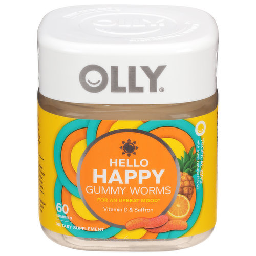 Olly Gummy Worms, Hello Happy, Tropical Zing
