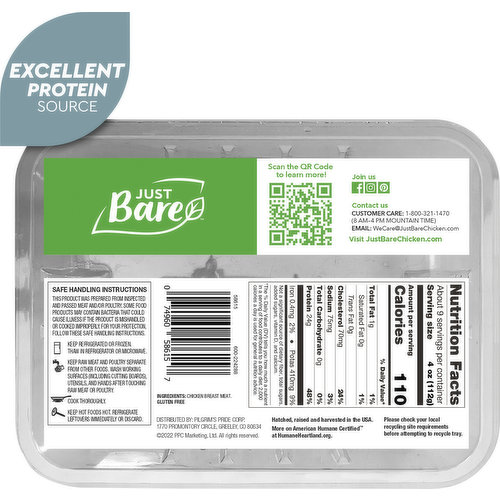 Just Bare Chicken Breast Pieces: Calories, Nutrition Analysis