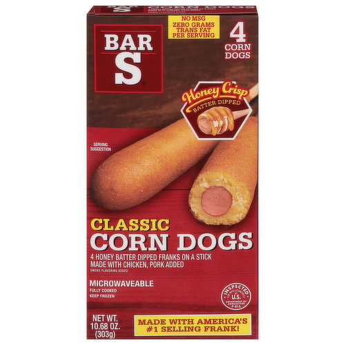 Bar S Corn Dogs, Honey Crips Batter Dipped, Classic