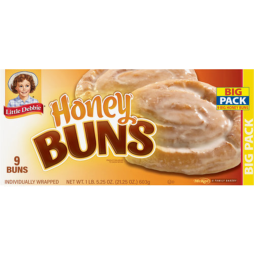 Little Debbie Honey Buns, Big Pack - 9 buns, 21.25 oz