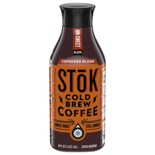 Stok Coffee Beverage, Cold Brew, Darkest Roast, Espresso Blend, Un-Sweet, Black