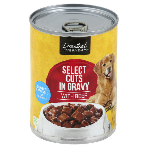 Essential Everyday Dog Food, Select Cuts in Gravy, with Beef