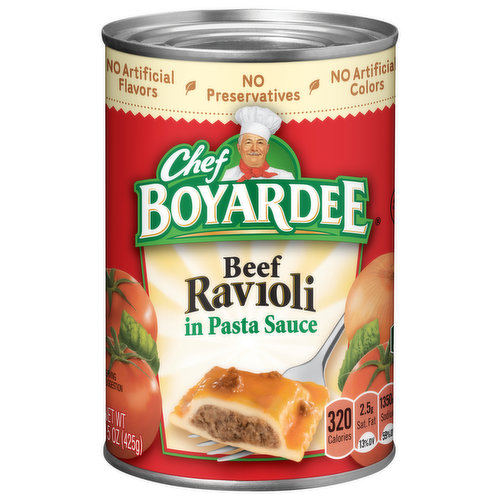 In 1924, Chef Hector Boiardi’s (Boyardee) restaurant was popular he began bottling his signature sauce in jars for his customers to take home. Today, Chef Boyardee maintains its quality by using ingredients such as vine ripened California tomatoes and wholesome pasta.