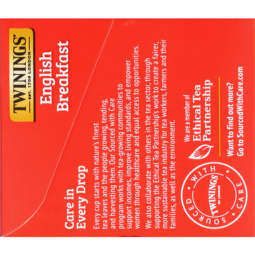 Twinings Black Tea, Pure, English Breakfast, Tea Bags
