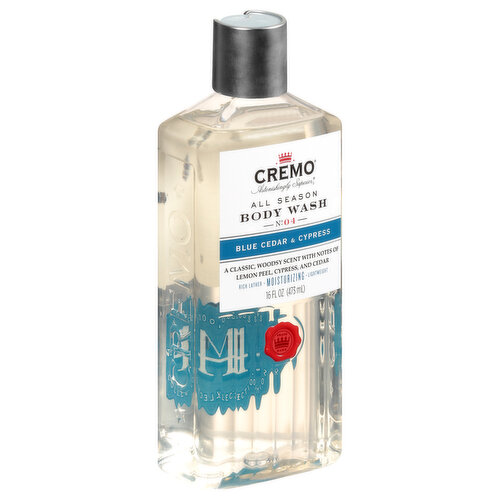 Cremo Body Wash, All Season, Blue Cedar & Cypress, No. 04