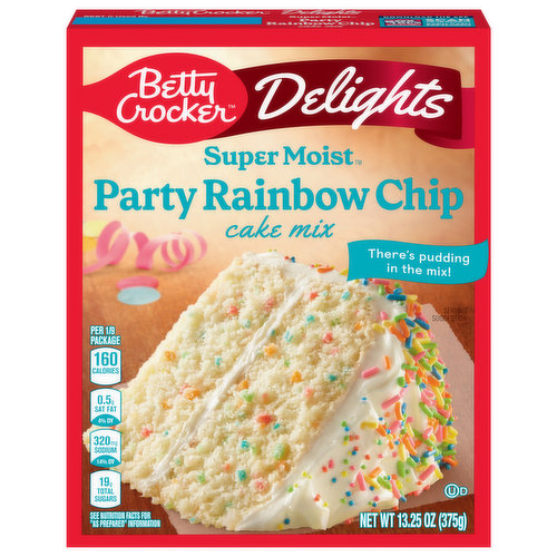 Betty Crocker Super Moist Cake Mix, Party Rainbow Chip, Delights