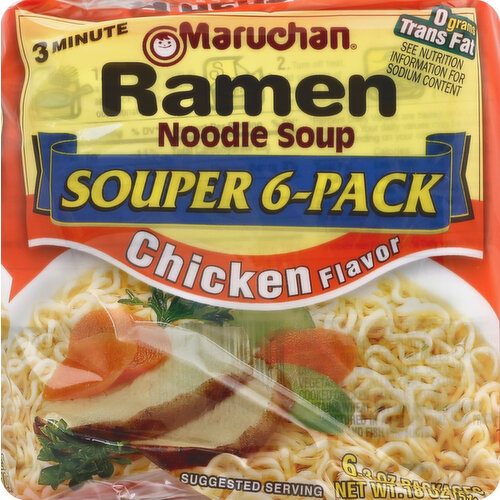 Maruchan Ramen Noodle Soup, Chicken Flavor, Souper 6-Pack