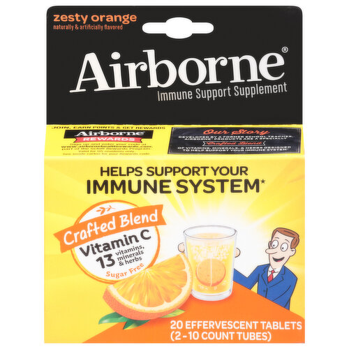 Airborne Immune Support, Crafted Blend, Zesty Orange, Effervescent Tablets