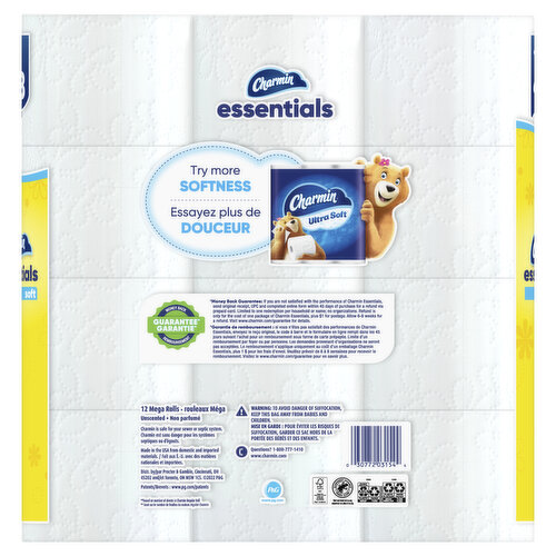 Charmin Essentials Soft Bathroom Tissue, Mega, 2-Ply