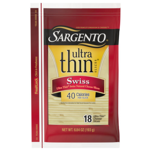 Sargento Cheese Slices, Swiss, Ultra Thin