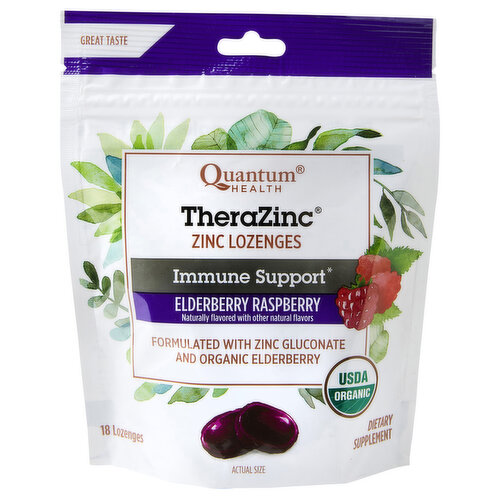 Quantum Health TheraZinc, Immune Support, Lozenges, Elderberry Raspberry Flavor