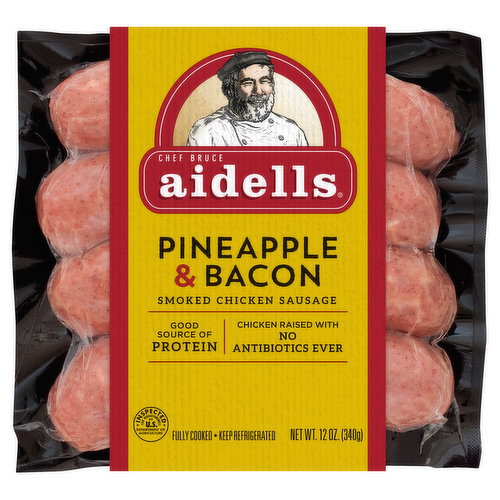 Aidells Smoked Chicken Sausage, Pineapple & Bacon, 12 oz. (4 Fully Cooked Links)