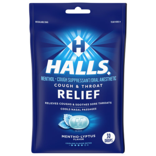 Halls Relief Cough Drops, Mentho-Lyptus Flavor