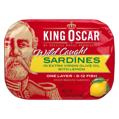By special royal permission. Finest brisling sardines. Premium quality King Oscar Brisling Sardines have always been wild-caught, lightly wood-smoked, and hand-packed for generations. A Norwegian tradition since 1902. The best for you. Fish count may vary.