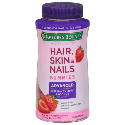 Nature's Bounty Optimal Solutions Hair, Skin & Nails, Strawberry Flavored, Gummies