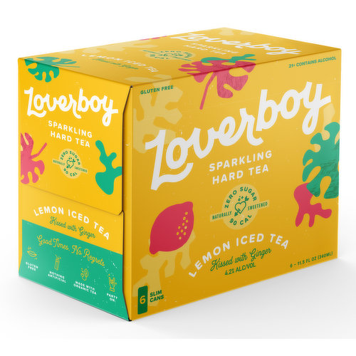 Loverboy Lemon Iced Sparkling Hard Tea, 6 Pack Cans