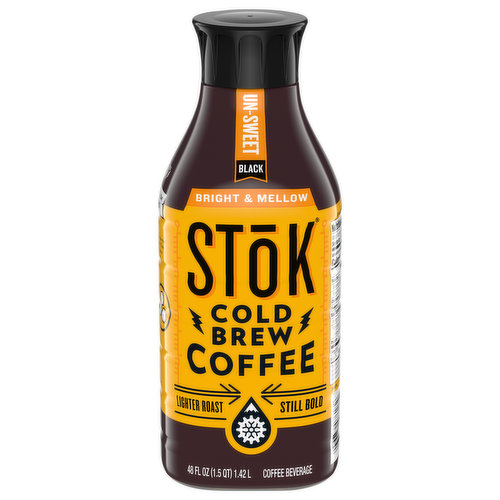 Stok Coffee Beverage, Cold Brew, Lighter Roast, Bright & Mellow, Un-Sweet, Black