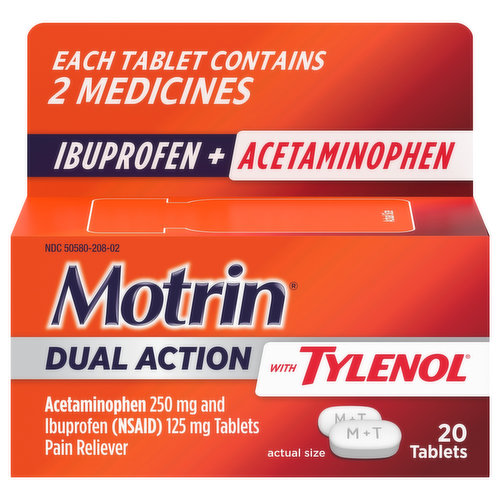 Motrin Ibuprofen + Acetaminophen, Dual Action, Tablets