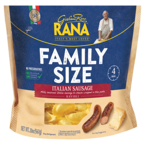 Rana Ravioli, Italian Sausage, Family Size