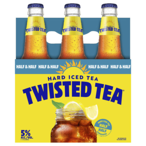 Twisted Tea Half & Half Hard Iced Tea is refreshingly smooth combination of hard iced tea and lemonade. Half real brewed iced tea, half lemonade, 100% Twisted! Non-carbonated, naturally sweetened, and 5% ABV – it’s your favorite classic combination with a twist! Keep it Twisted all year long!