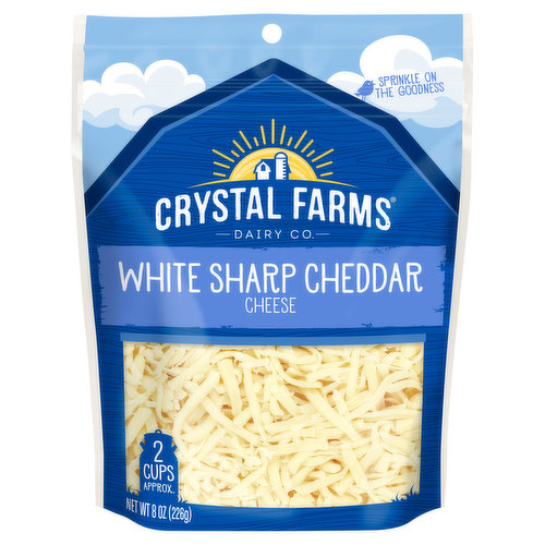 Crystal Farms Shredded Cheese, White Sharp Cheddar