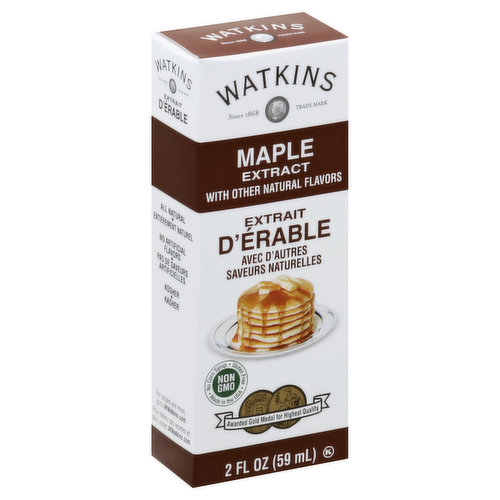 With other natural flavors. Since 1868. No corn syrup. Gluten free. Non GMO. Awarded Gold Medal for Highest Quality. All natural. No artificial flavors. Kosher. For recipes and more, go to JRWatkins.com. Made in USA.