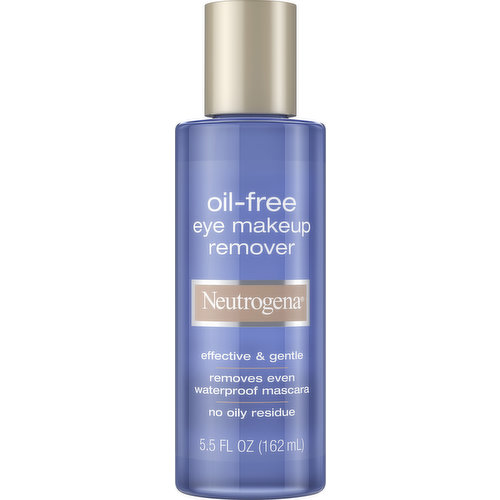 Effective & gentle. Removes even waterproof mascara. No oily residue. This dual-phase 100% oil-free liquid activates when shaken to gently whisk away even waterproof eye makeup without any tugging, pulling or stinging. Your skin is left feeling clean and fresh with no oily residue. Aloe and cucumber extracts soothe skin. Dermatologist developed. www.neutrogena.com. Questions? Visit www.neutrogena.com or call 800-582-4048; outside US, dial collect 215-273-8755. Made in Canada.