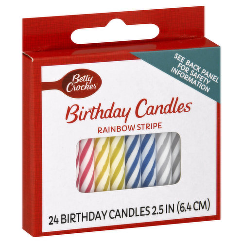 Betty Crocker Birthday Candles, Rainbow Stripe, 2.5 Inch