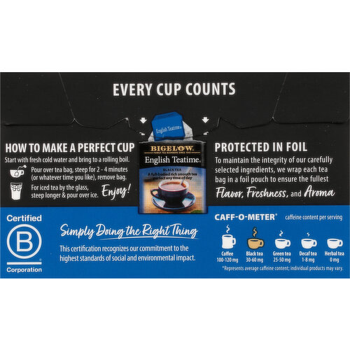 Bigelow Black Tea, English Teatime, Tea Bags