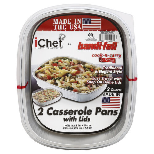 Handi-Foil iChef Casserole Pans, with Lids, 2 Quarts