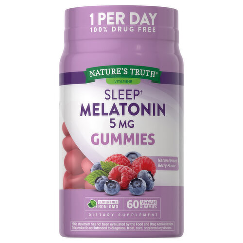 Nature's Truth Melatonin, Sleep, 5 mg, Gummies, Natural Mixed Berry Flavor