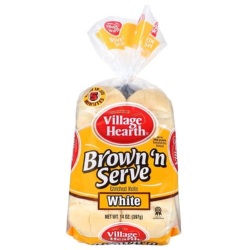 Village Hearth Brown 'n Serve White Buns, 12 Count