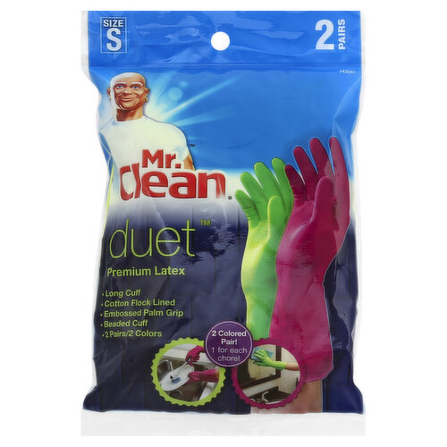 Mr. Clean Duet Gloves, Premium Latex, Small