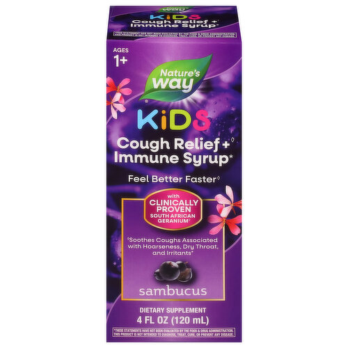 Nature's Way Cough Relief + Immune Syrup, Sambucus, Kids