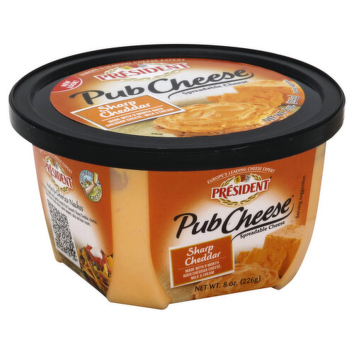 President Pub Cheese Cheese, Spreadable, Sharp Cheddar